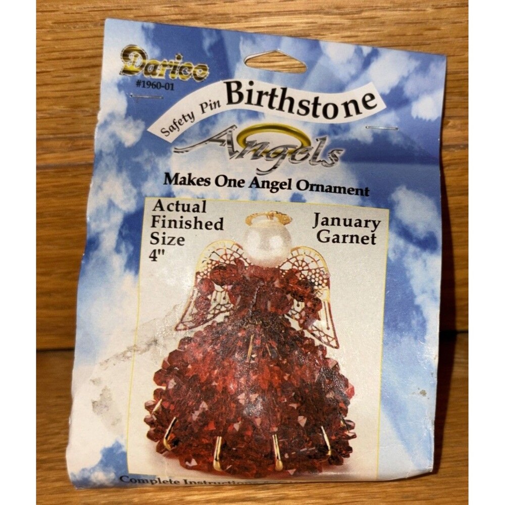 Darice Safety Pin Birthstone Angel January garnet 4” Ornament Kit Christmas NEW